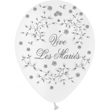 Sachet de 8 ballons "vive les mariés" blanc