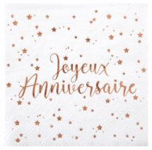 Serviettes joyeux anniversaire rose gold