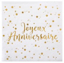 Serviettes joyeux anniversaire or