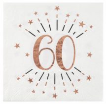 Serviettes etincelant rose gold 60 ans