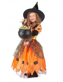 Déguisement sorcière orange fille Halloween- taille 10-12 ans