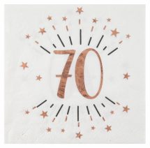 Serviettes etincelant rose gold 70 ans