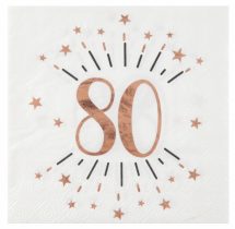 Serviettes etincelant rose gold 80 ans