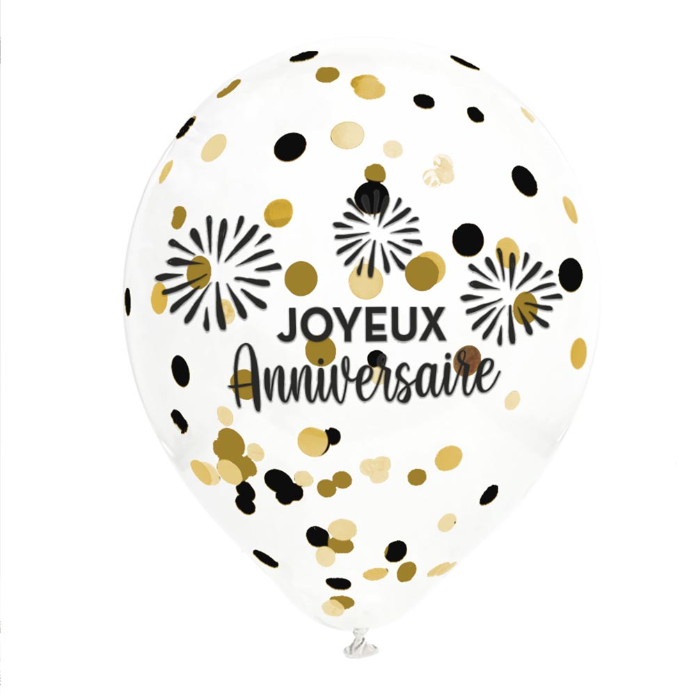 Sachet 6 Ballons Confettis Happy Party