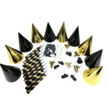 set cotillons noir or 10 personnes