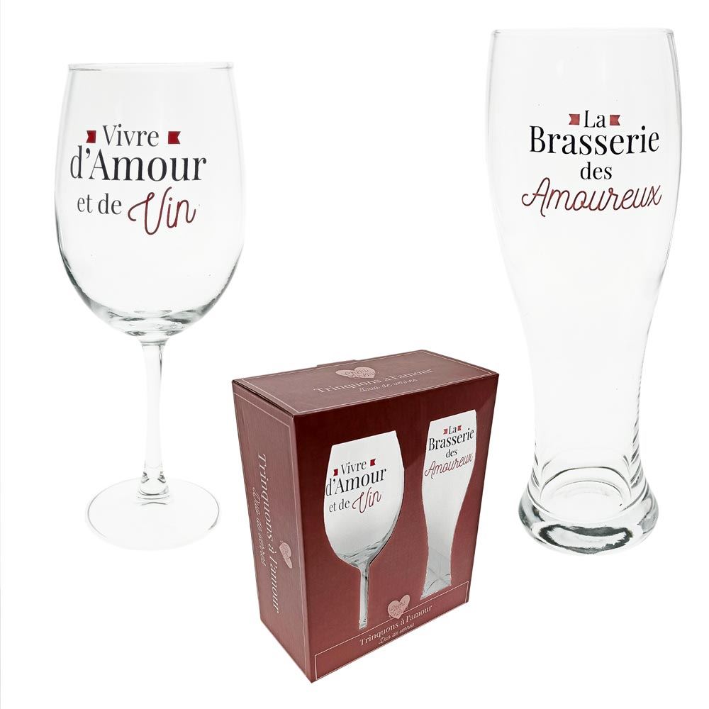 Coffret Duo Verre Vin / Bière Saint Valentin