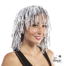 Perruque disco lamelle argente