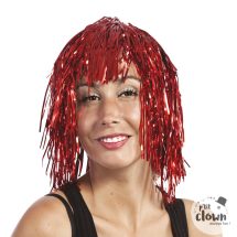 Perruque disco lamelle rouge