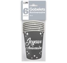 Gobelets joyeux anniversaire gris
