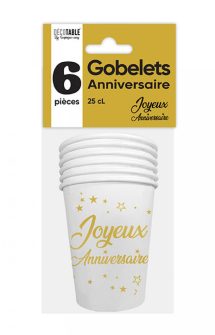 Gobelets joyeux anniversaire or