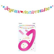 Guirlande lettres joyeux anniversaire multi couleur