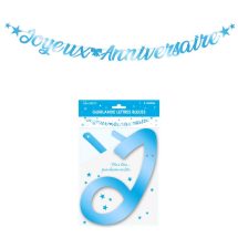 Guirlande lettres joyeux anniversaire bleu