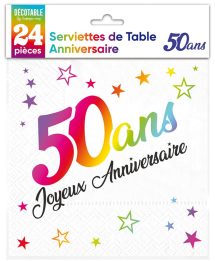 Serviettes multicolores 50 ans