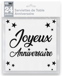 Serviettes joyeux anniversaire noir