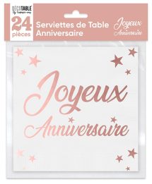 Serviettes joyeux anniversaire rose gold