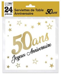 Serviettes or 50 ans
