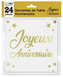 Serviettes or joyeux anniversaire