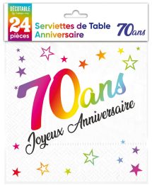 Serviettes multicolores 70 ans