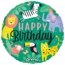 Sachet d'un ballon aluminium ( 45cm) joyeux anniversaire jungle