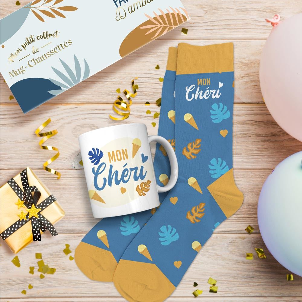 Coffret Mug Chaussettes mon cheri