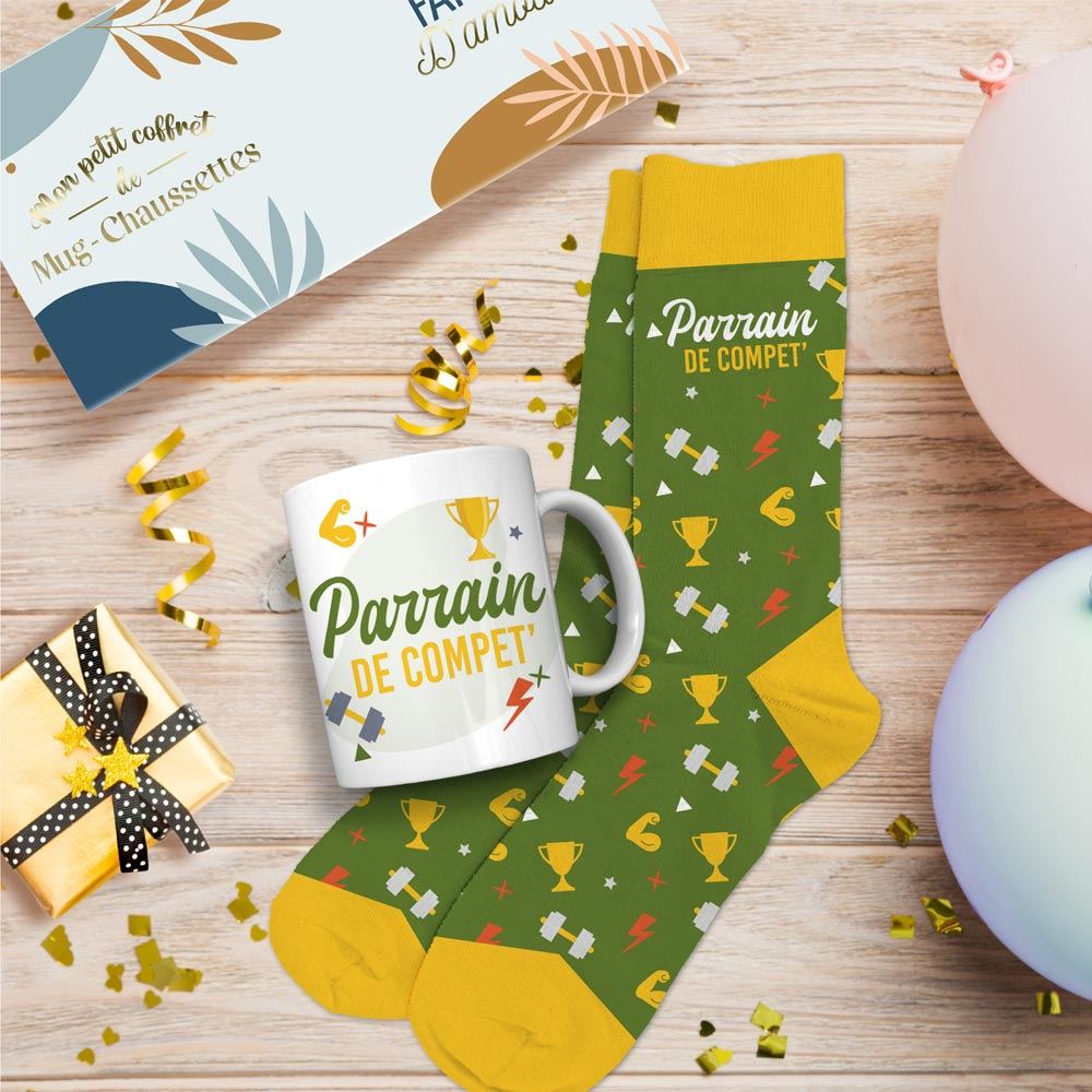 Coffret Mug Chaussettes parrain de compet
