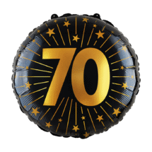 Sachet d'un ballon aluminium ( 45cm) 70 ans noir et or