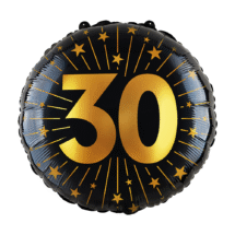 Sachet d'un ballon aluminium ( 45cm) 30 ans noir et or