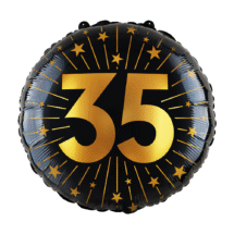 Sachet d'un ballon aluminium ( 45cm) 35 ans noir et or