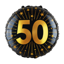 Sachet d'un ballon aluminium ( 45cm) 50 ans noir et or