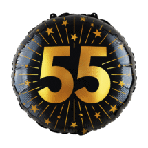 Sachet d'un ballon aluminium ( 45cm) 55 ans noir et or