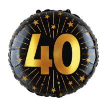 Sachet d'un ballon aluminium ( 45cm) 40 ans noir et or