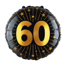 Sachet d'un ballon aluminium ( 45cm) 60 ans noir et or