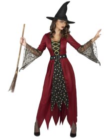 Déguisement sorcière rouge et or femme- taille L