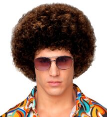 Perruque noir brun disco unisex