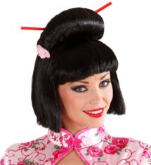 Perruque Geisha avec fleur