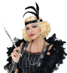 Perruque et bandeau avec plumes années 20