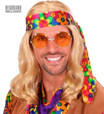 Perruque hippie blond homme avec bandeau
