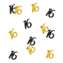 Confetti de table or et noir- 16 ans