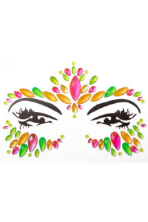Ensemble autocollant visage paillette multi fluo