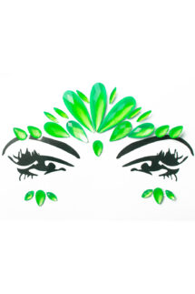 Ensemble autocollant visage paillette vert fluo