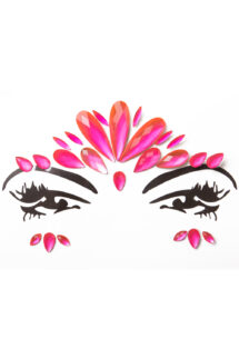 Ensemble autocollant visage paillette rose fluo