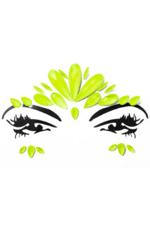 Ensemble autocollant visage paillette jaune fluo