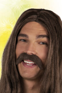 Moustache hippie brun