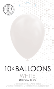 Sachet de 10 ballons latex blanc ( 30 cm) standard