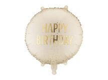 Ballon aluminium pastille ''Happy Birthday'', 35x35 cm, crème