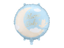 Ballon aluminium pastille ''Welcome Baby'', 35x35 cm, bleu clair